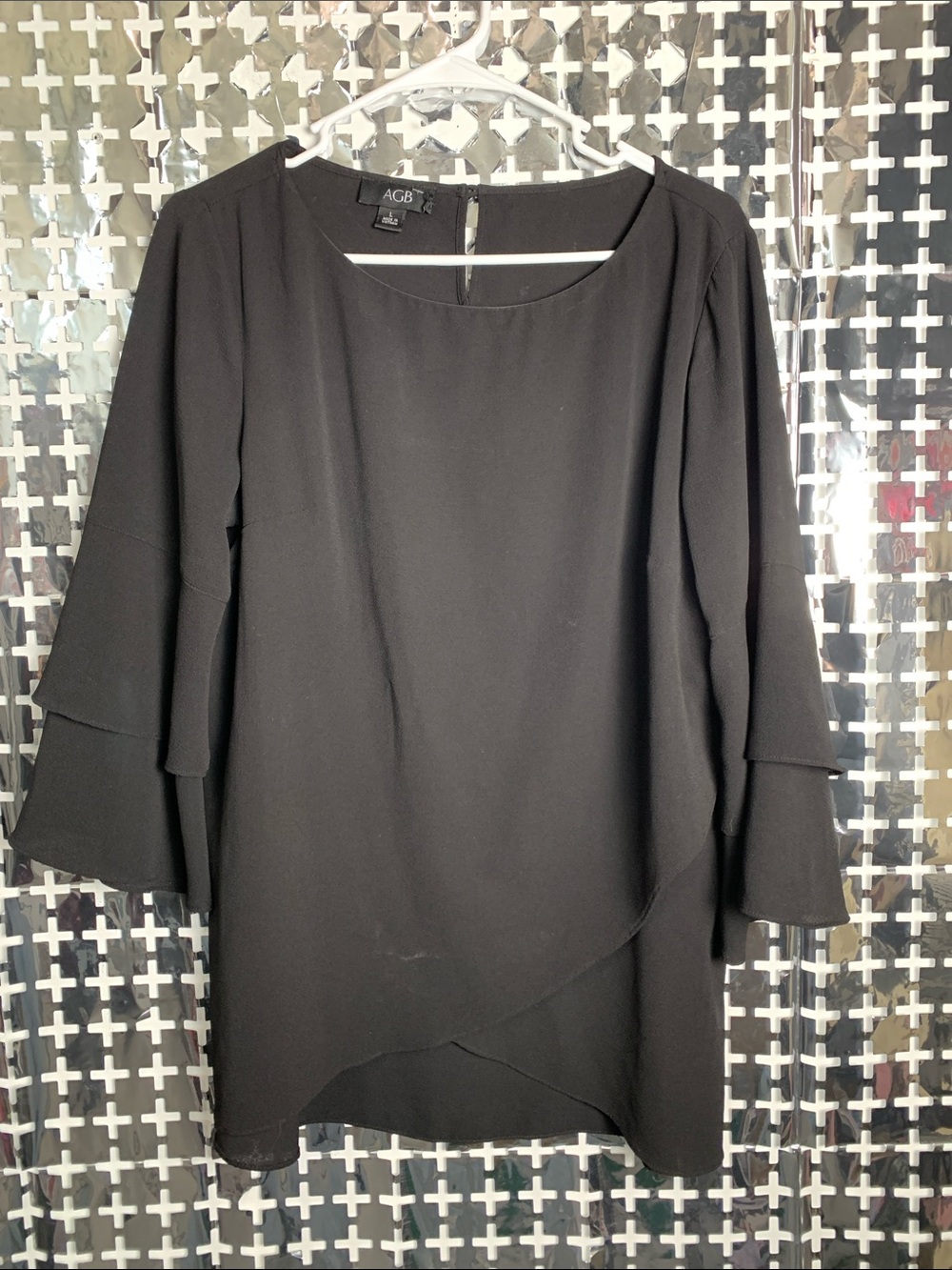 AGB Black Layered Bell-Sleeve Top